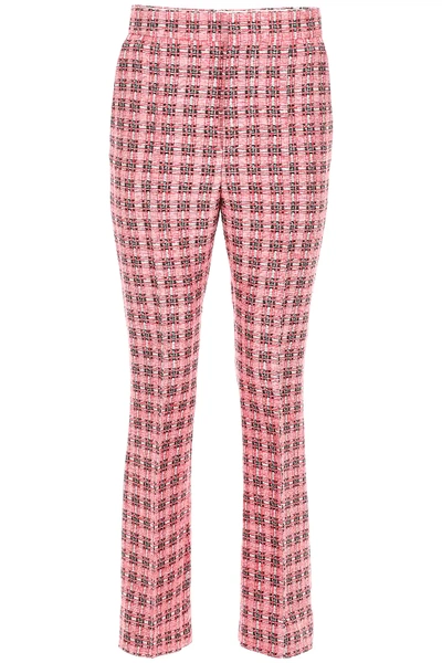 Shop Marni Tweed Trousers In Red,white,black