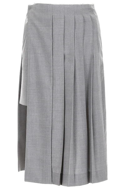 Shop Rokh Kilt Skirt In Grey