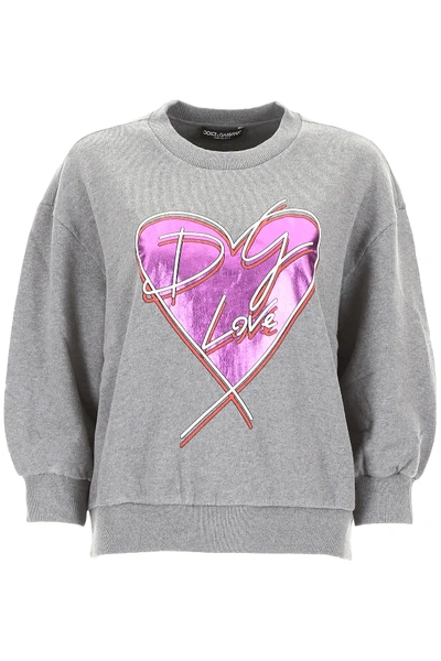 Shop Dolce & Gabbana Heart Print Sweatshirt In Grey