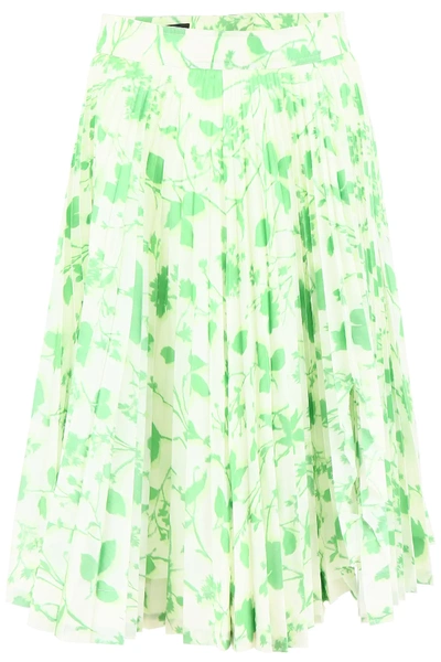 Shop Calvin Klein 205w39nyc Printed Midi Skirt In Green,white