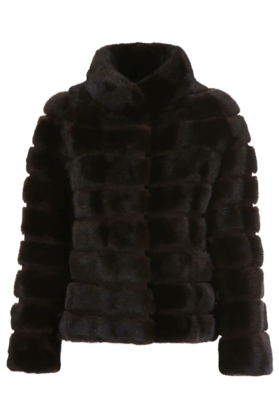 Shop Ava Adore Mink Fur Jacket In Brown