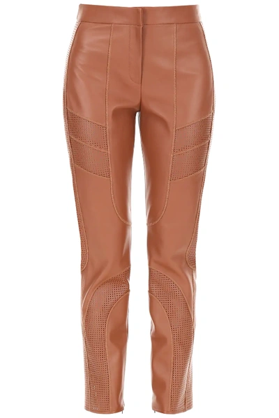 Shop Fendi Leather Trousers In Brown
