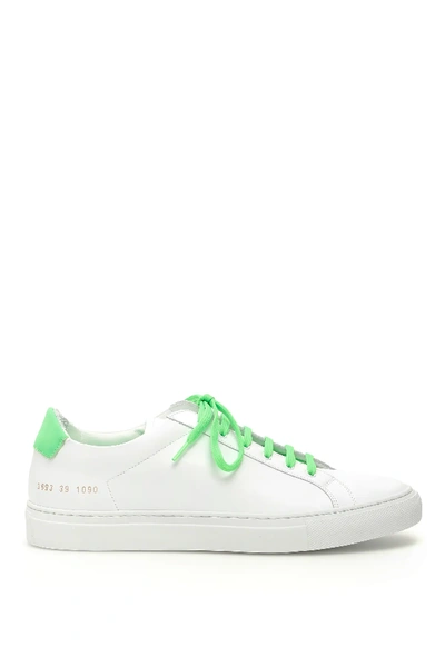 Shop Common Projects Retro Low Fluo Sneakers In White,green