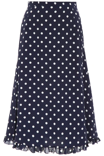 Shop Alessandra Rich Polka Dots Skirt In Blue,white