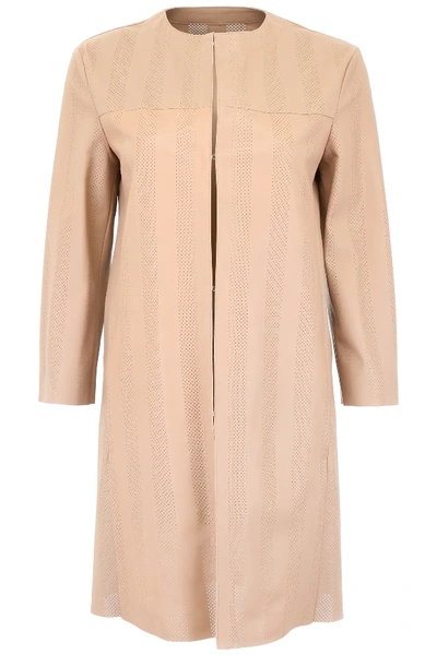 Shop Drome Perforated Leather Coat In Pink