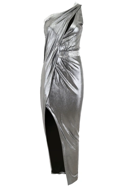 Shop Balmain Dress With Crystals In Silver
