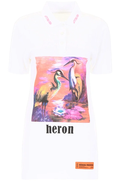 Shop Heron Preston Printed Polo Dress In White