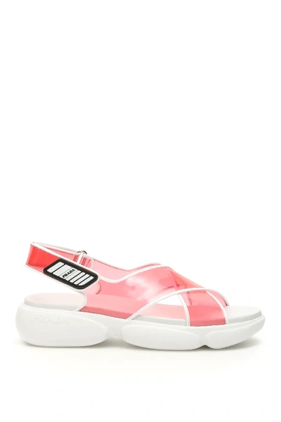 Shop Prada Plexi Cloudbust Sandals In Pink,white