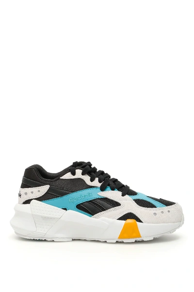 Shop Reebok Gigi Hadid Aztrek Double 93 Sneakers In Black,light Blue,white