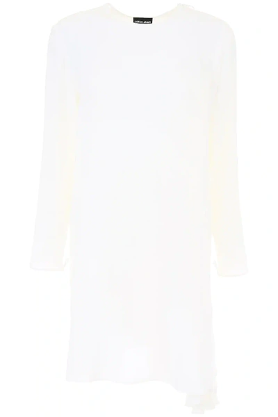 Shop Giorgio Armani Silk Tunic Shirt In White