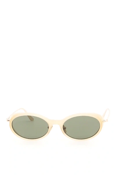 Shop Self-portrait Ansley Sunglasses In Beige,gold,green