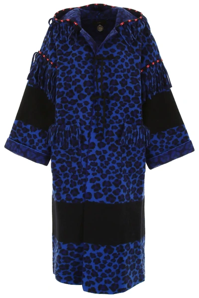 Shop Alanui Leopard-printed Felt Coat In Blue,black