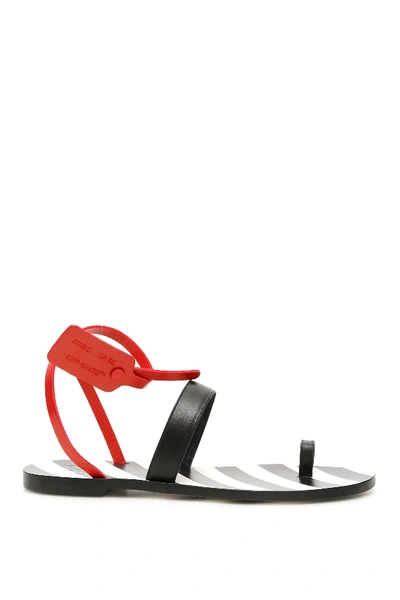 Off-white Zip Tie Flat Capri In Black,red,white