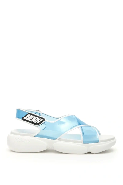 Shop Prada Plexi Cloudbust Sandals In Light Blue,white