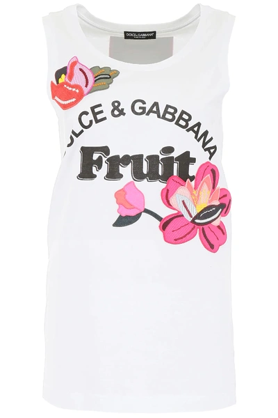 Shop Dolce & Gabbana Fruit Tank Top In White,fuchsia,black