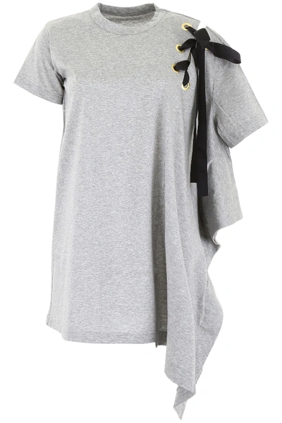 Shop Sacai T-shirt Dress In Grey