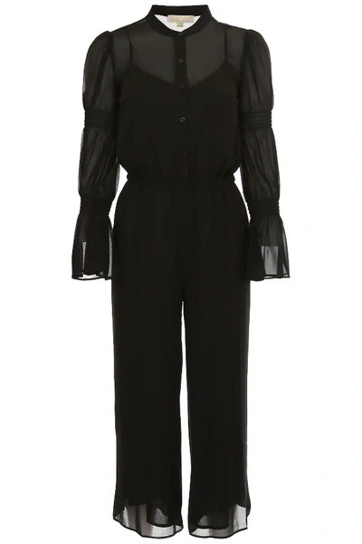 Shop Michael Michael Kors Jumpsuit With Smocked Details In Black