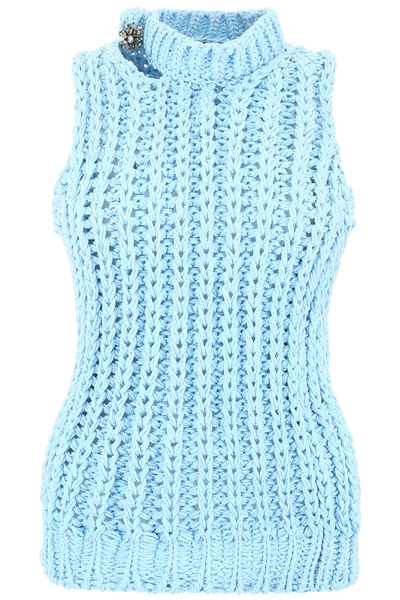 Shop Calvin Klein 205w39nyc Sleeveless Knit Top In Light Blue