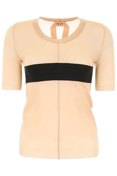 Shop N°21 Knit Top With Band In Beige,black