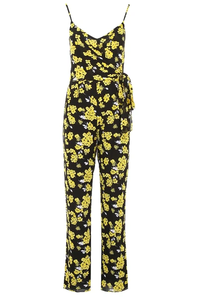 Shop Michael Michael Kors Floral-printed Jumpsuit In Yellow,black
