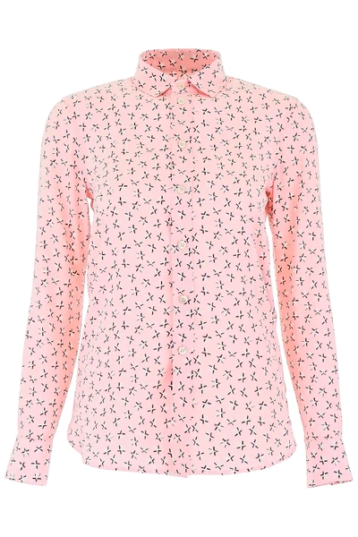 Shop Saint Laurent Star Print Shirt In Pink,black,white