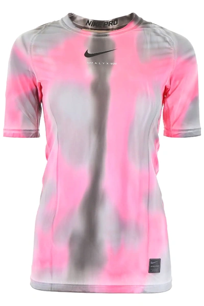 Shop Alyx Nike Logo T-shirt In Grey,fuchsia