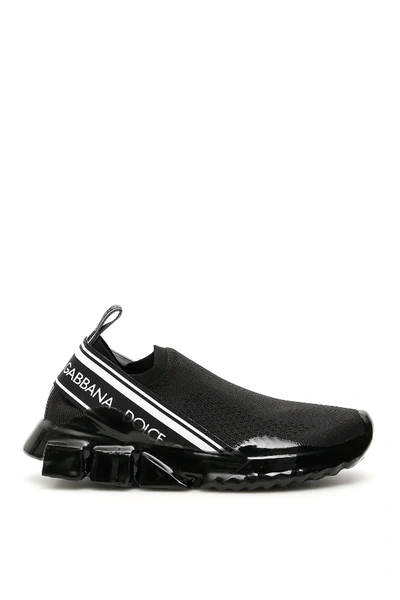 Shop Dolce & Gabbana Sorrento Melt Knit Sneakers In Black,white