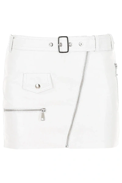 Shop Manokhi Leather Biker Skirt In White