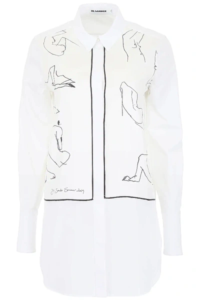 Shop Jil Sander Woman Print Shirt In White,black