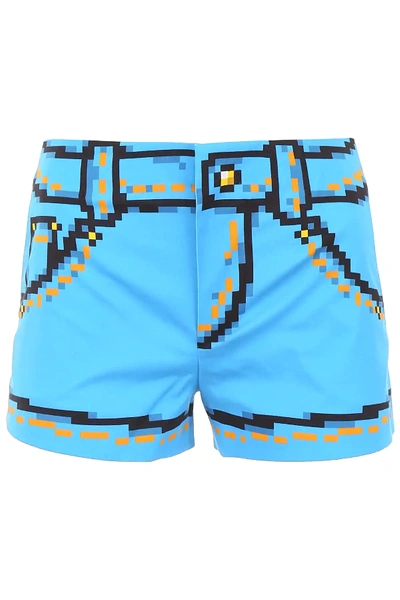 Shop Moschino Capsule Printed Shorts In Blue,yellow,black