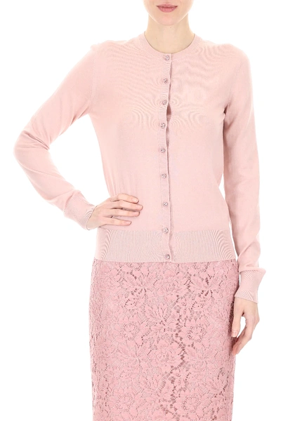 Shop Dolce & Gabbana Silk Cardigan In Pink
