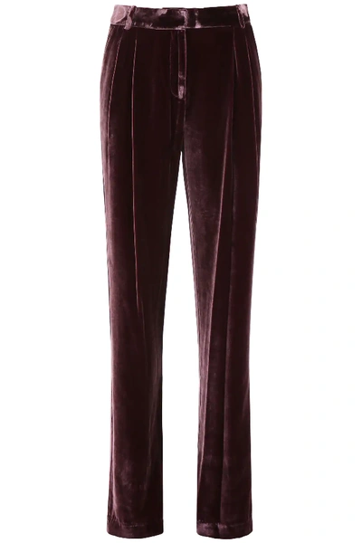 Shop Michael Michael Kors Velvet Trousers In Red,purple