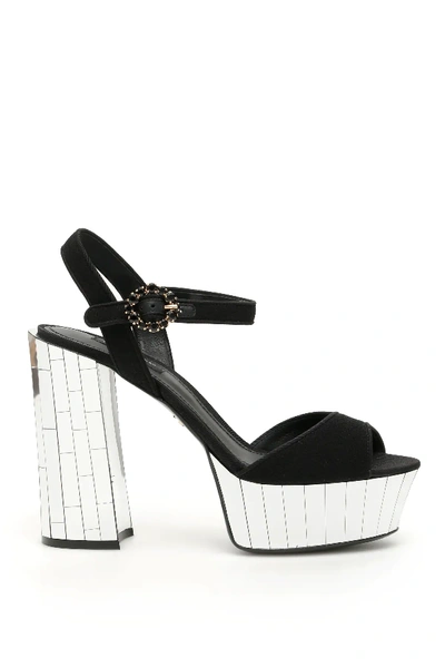 Shop Dolce & Gabbana Keira Mirror Sandals In Black