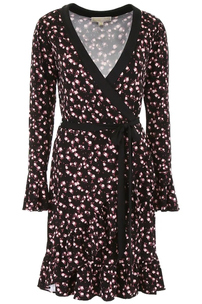 Shop Michael Michael Kors Floral Printed Dress In Black,pink