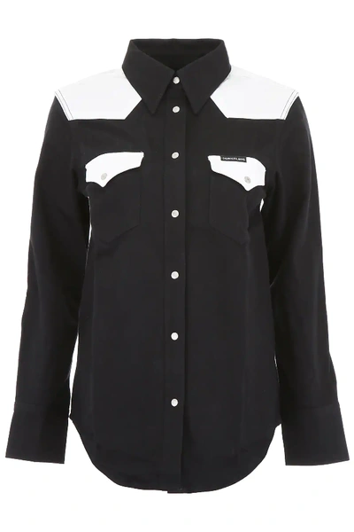 Shop Calvin Klein Jeans Est.1978 Bicolor Denim Shirt In Black,white