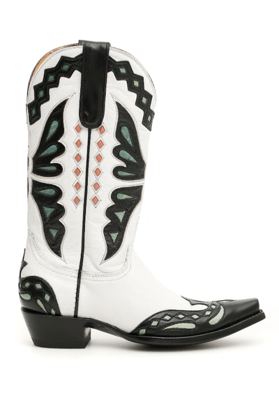 Shop Jessie Western Butterfly Cowboy Boots In White,black,green