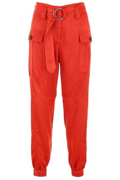 Shop Self-portrait Cargo Trousers In Red