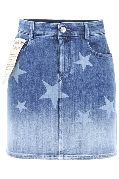 Shop Stella Mccartney Faded Denim Mini Skirt In Blue