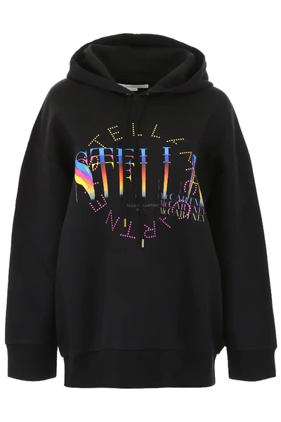 Shop Stella Mccartney Multicolor Logo Hoodie In Black