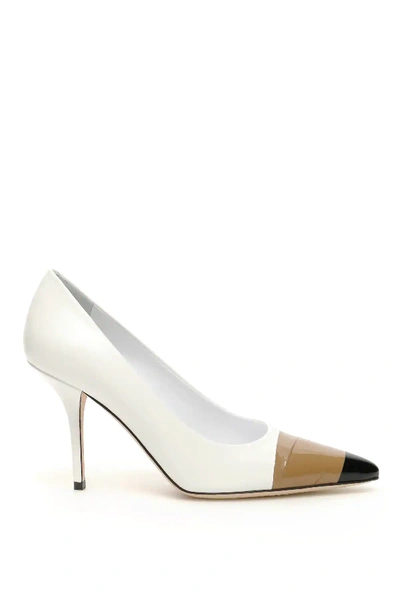 Shop Burberry Annalise Pumps In White,brown,black