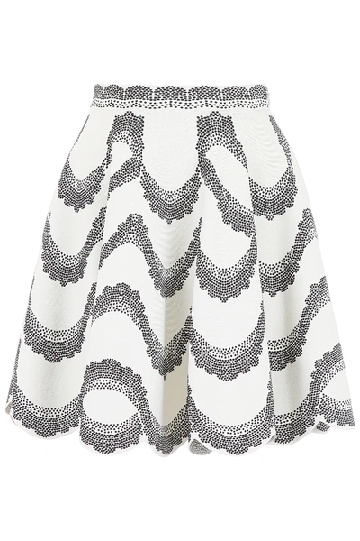 Shop Alexander Mcqueen Knit Mini Skirt In White,black