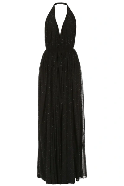 Shop Saint Laurent Crystal Evening Dress In Black