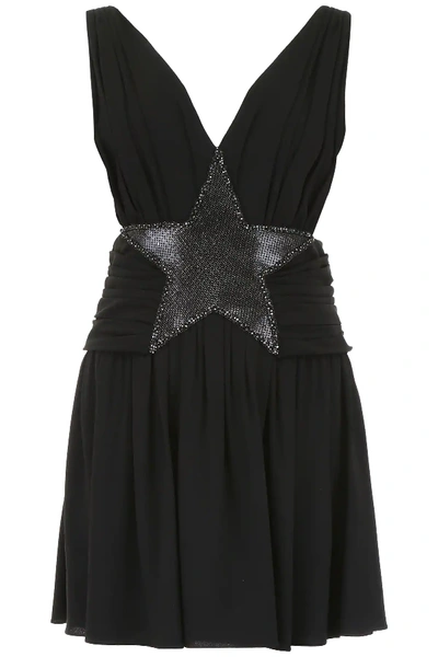 Shop Saint Laurent Mesh Star Mini Dress In Black