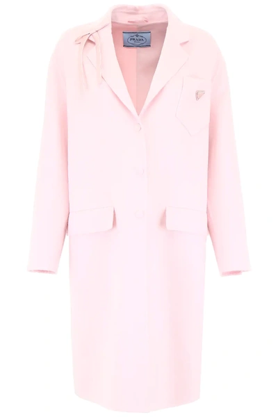 Shop Prada Coat With Bow In Pink