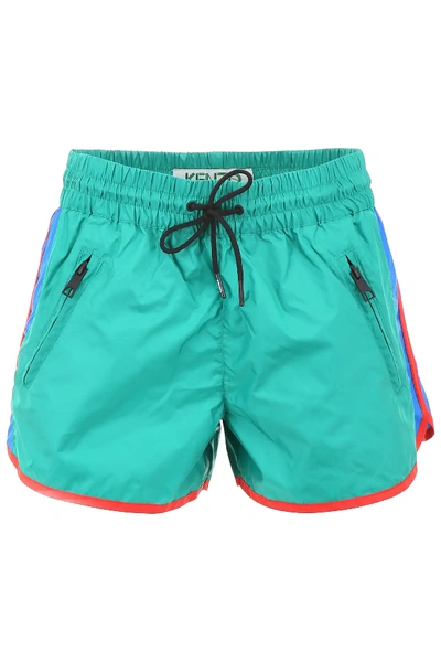 Shop Kenzo Color Block Shorts In Green,blue,red