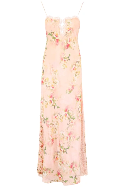 Shop Alberta Ferretti Floral-printed Slip Dress In Pink,green,fuchsia
