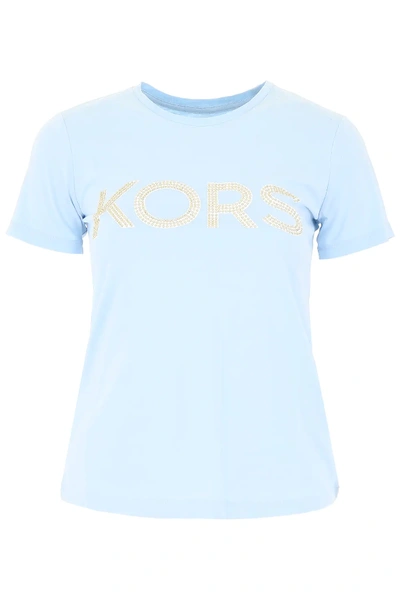 Shop Michael Michael Kors Logo T-shirt In Light Blue