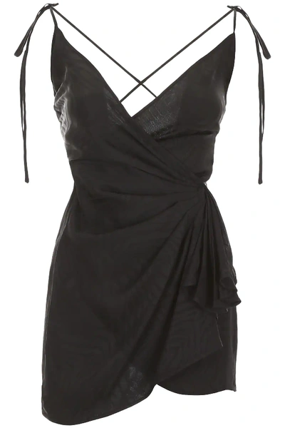 Shop Attico Zebra-printed Mini Dress In Black