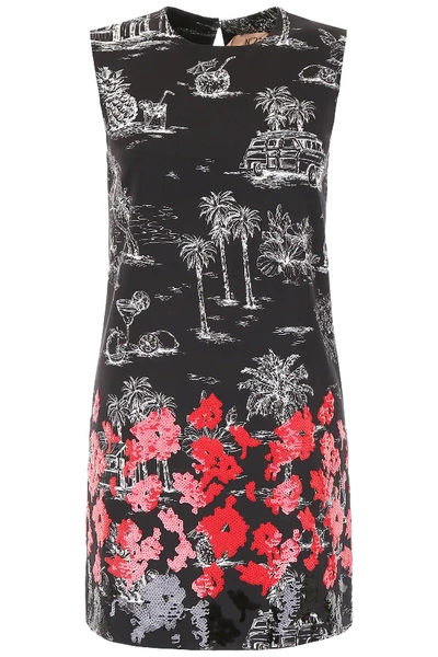 Shop N°21 Printed Dress With Sequins In Black,white,red