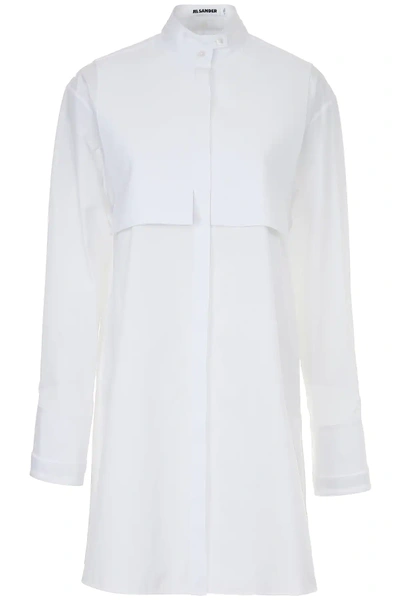 Shop Jil Sander Shirt With Plastron In White